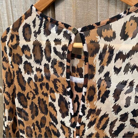 Diane Von Furstenberg Cheetah Animal Print Wool and Silk Long Sleeve Top sz P - Picture 6 of 9